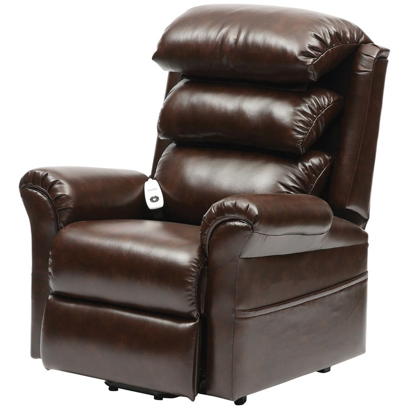 Ecclesfield Single Motor PU Wall Hugging Riser Recliner Chair - Dark Brown